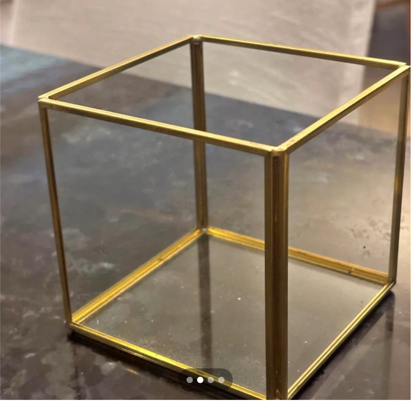Gold Centerpieces: rectangles, cubes, hexagons with greenery image indicator(5)