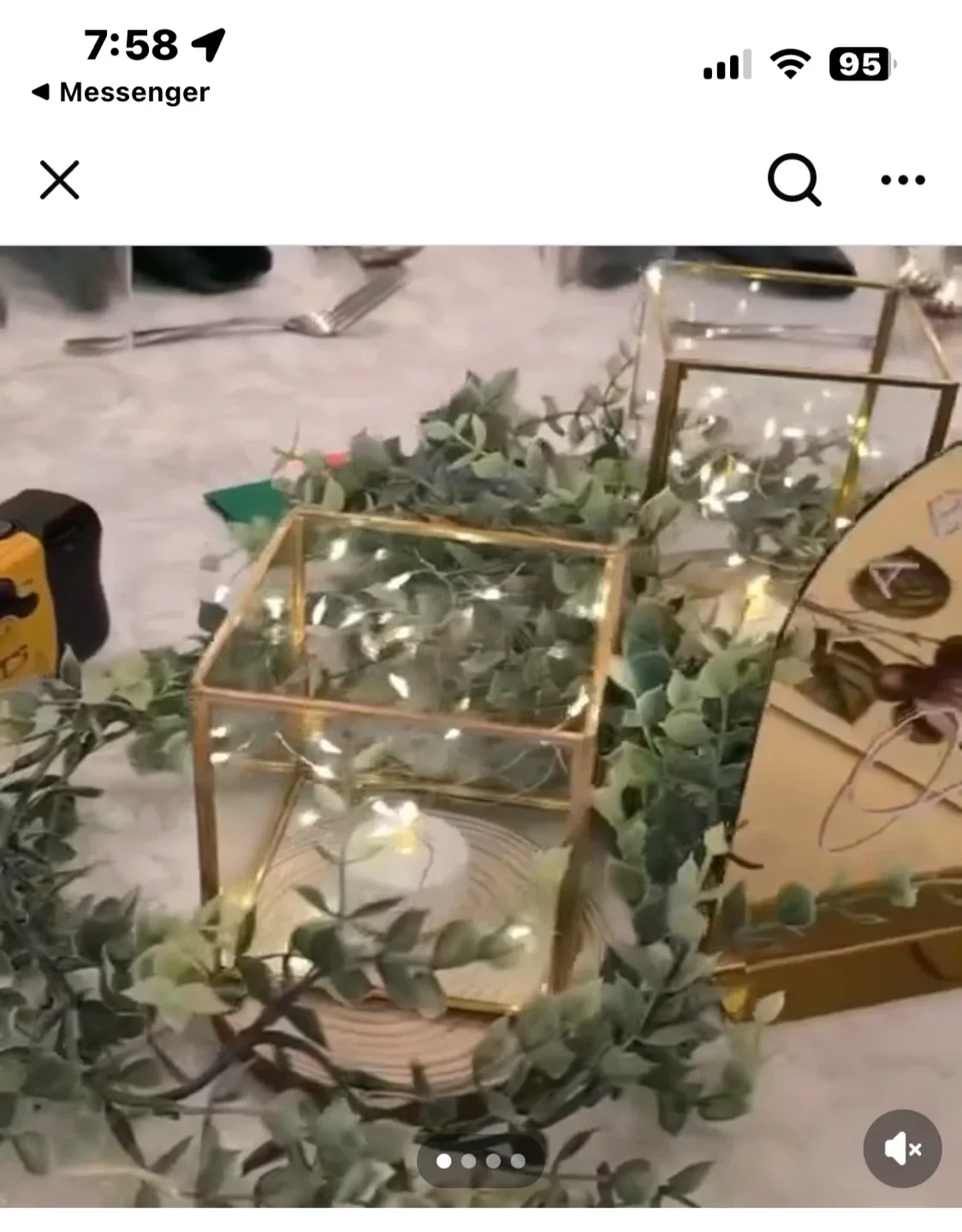 Gold Centerpieces: rectangles, cubes, hexagons with greenery image indicator(7)