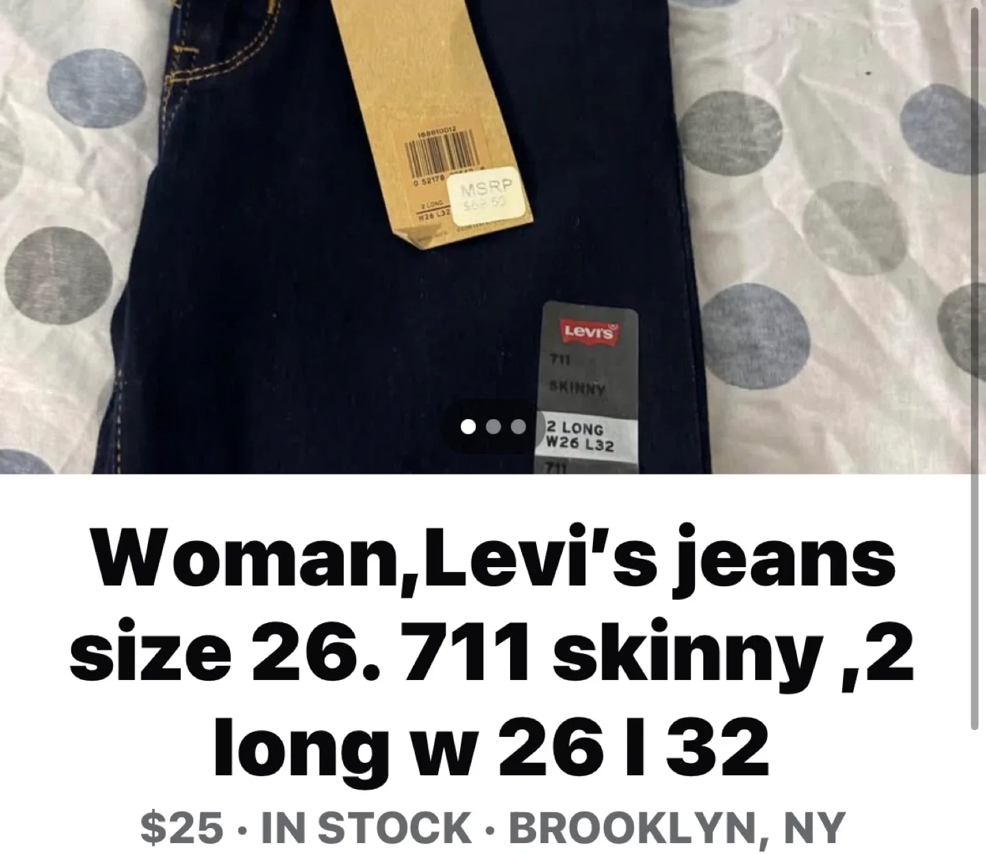Levi's 711 Skinny Jeans, Size 26 thumbnail