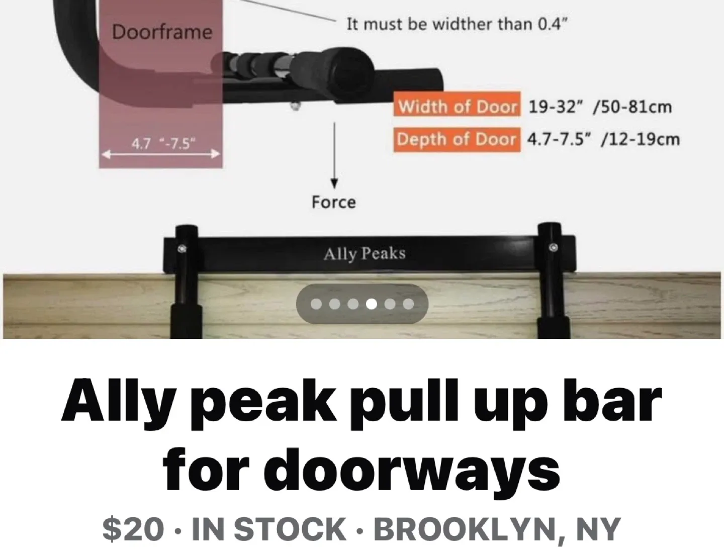 Ally Peaks Pull Up Bar for Doorways image indicator(4)