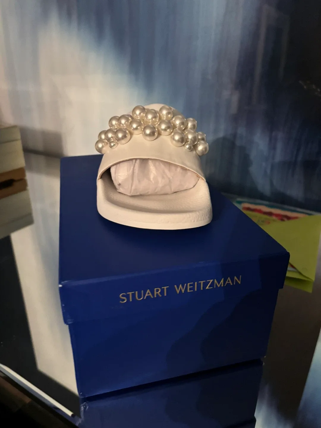 Stuart Weitzman Goldie Pearl Pool Slide - Size 8 image indicator(2)