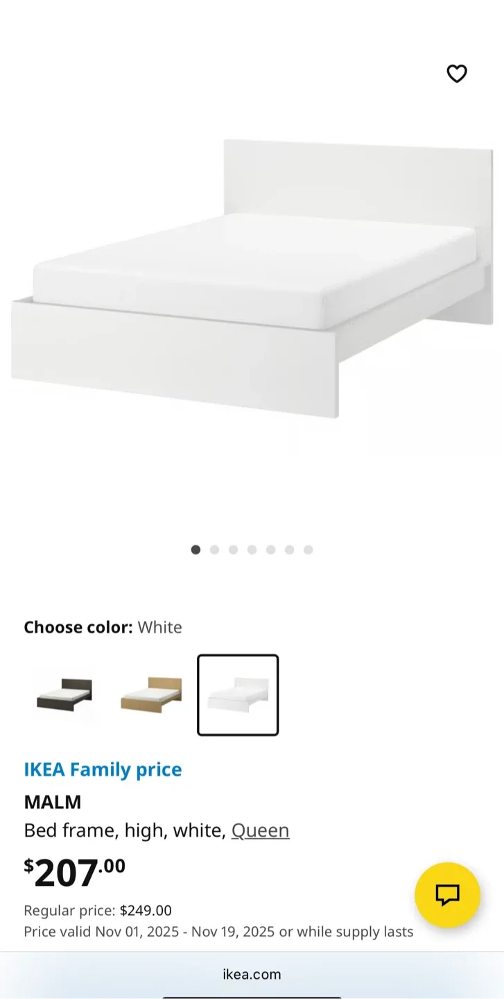 IKEA MALM Queen Bed Frame- White ( no damage no bug) image indicator(2)