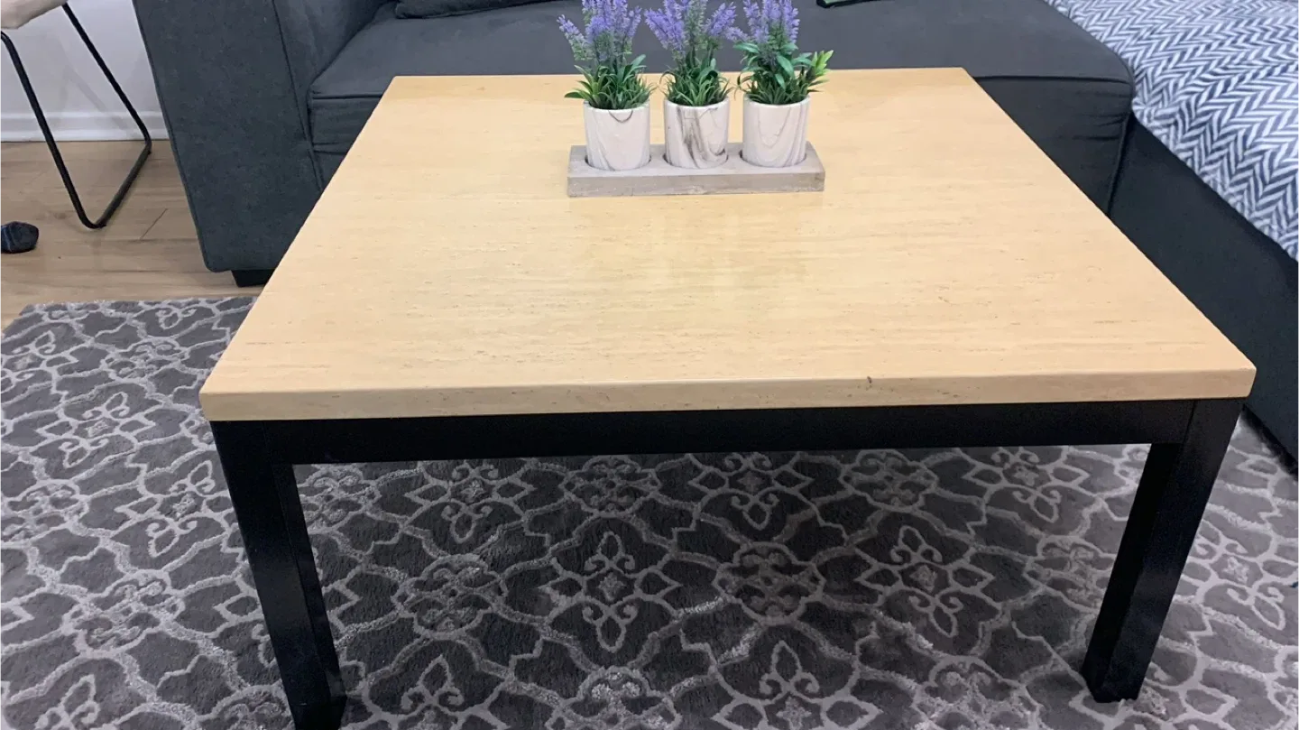 Square Coffee Table - Light Wood Top, Black Legs image indicator(2)