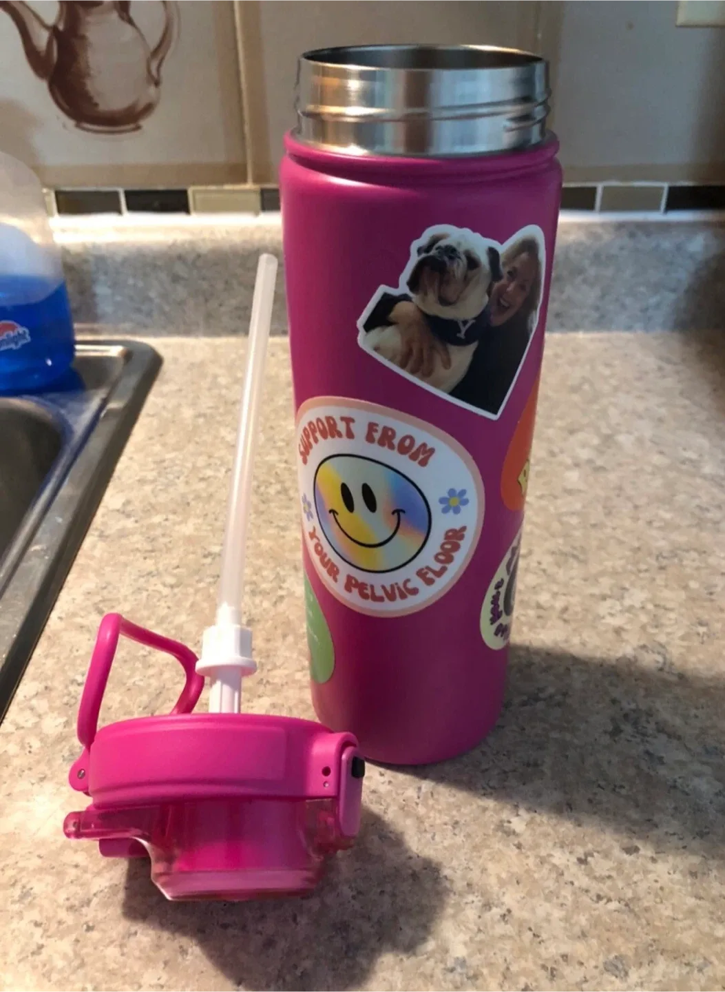 New Pink Water Bottle with Stickers image indicator(4)