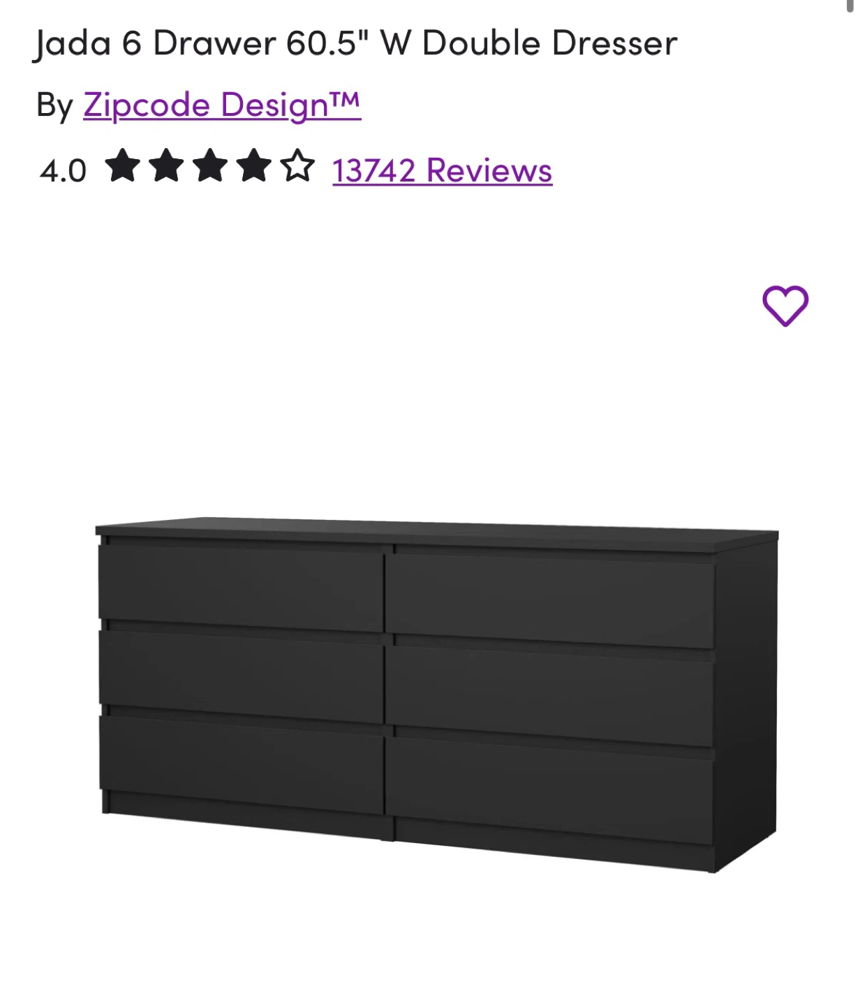 zipcode design dresser Zipcode Design Jada 6 Drawer 60.5" W Double Dresser & Reviews