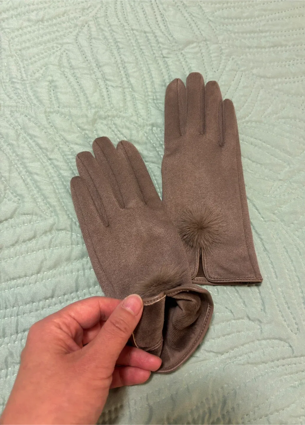 Light brown Gloves with Fur Pom Poms,brand new with box! 🥰 image indicator(5)