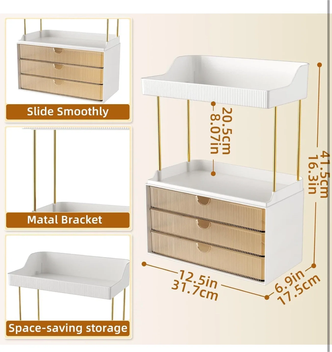 Bathroom Counter Organizer with Drawers image indicator(2)