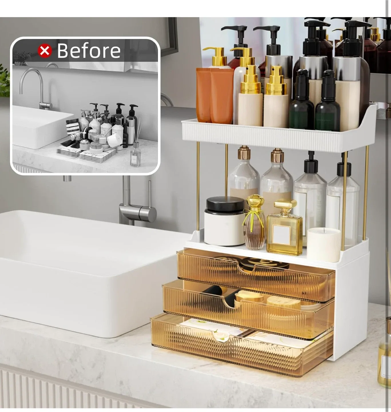 Bathroom Counter Organizer with Drawers image indicator(4)