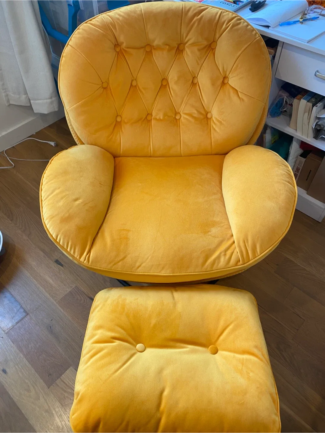 Yellow Tufted Swivel Armchair & Ottoman image indicator(2)
