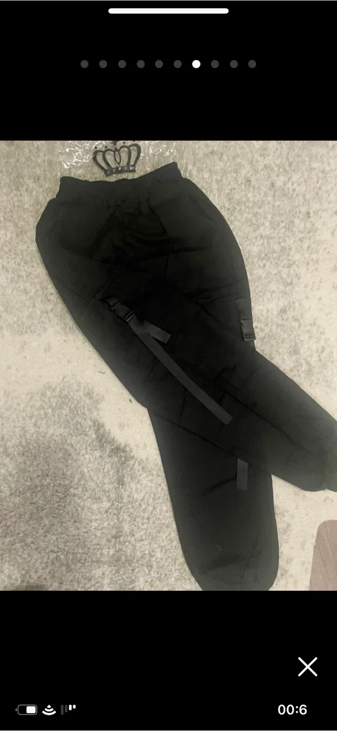 Black Cargo Pants with Straps thumbnail