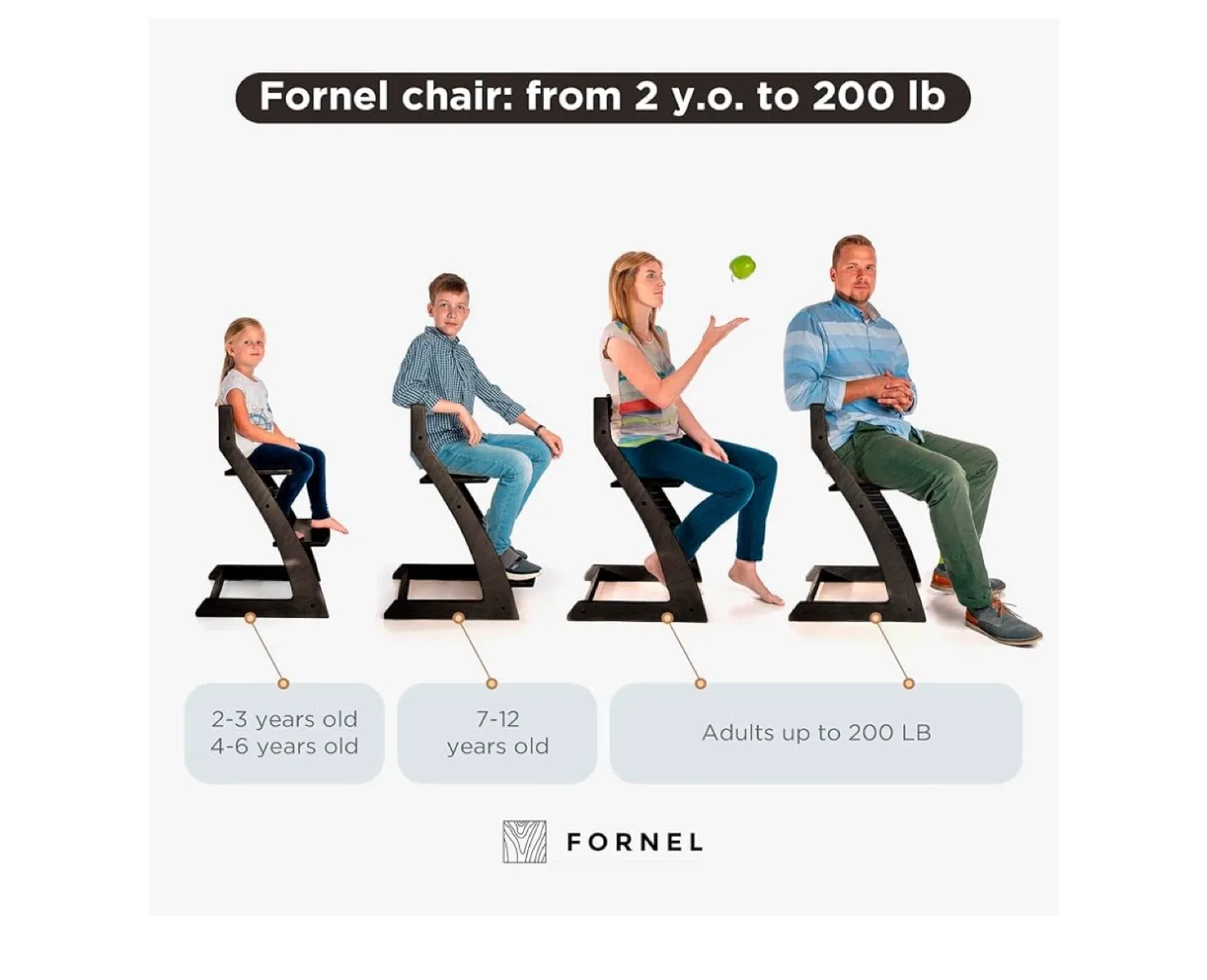 Fornel Adjustable Wooden High Chair - Black image indicator(6)