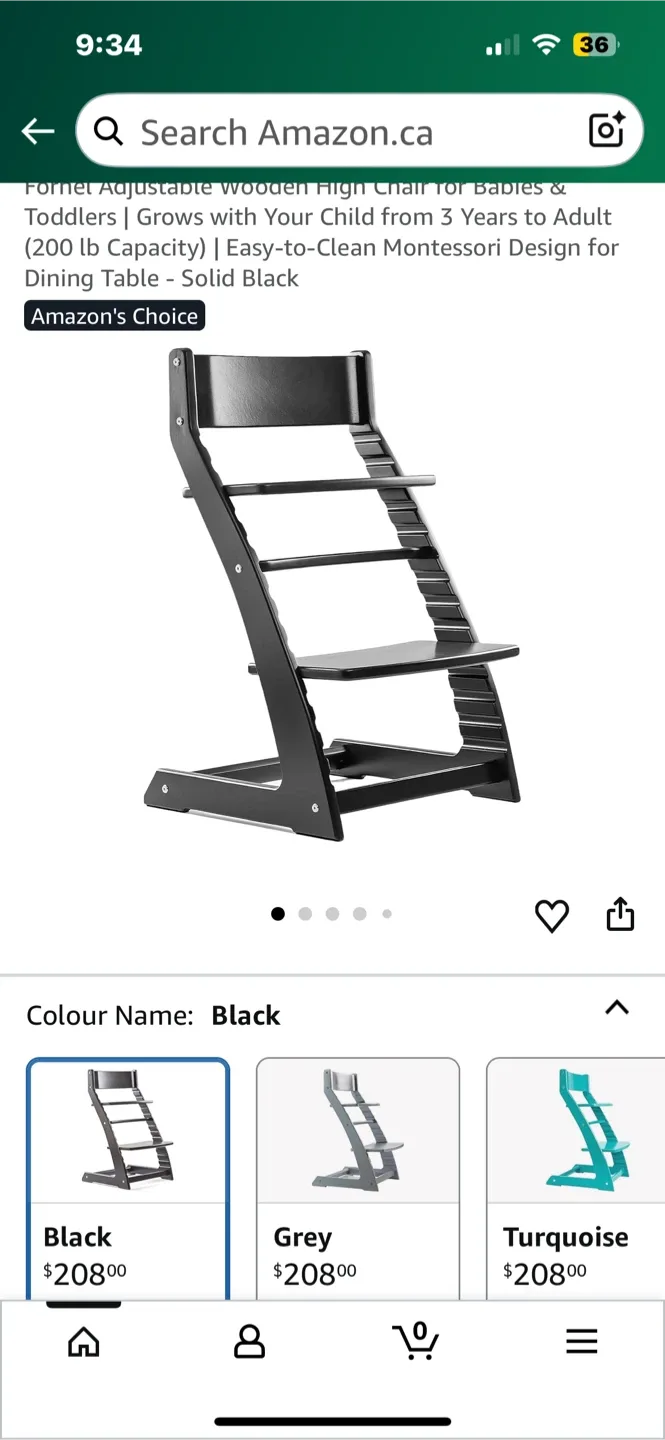 Fornel Adjustable Wooden High Chair - Black