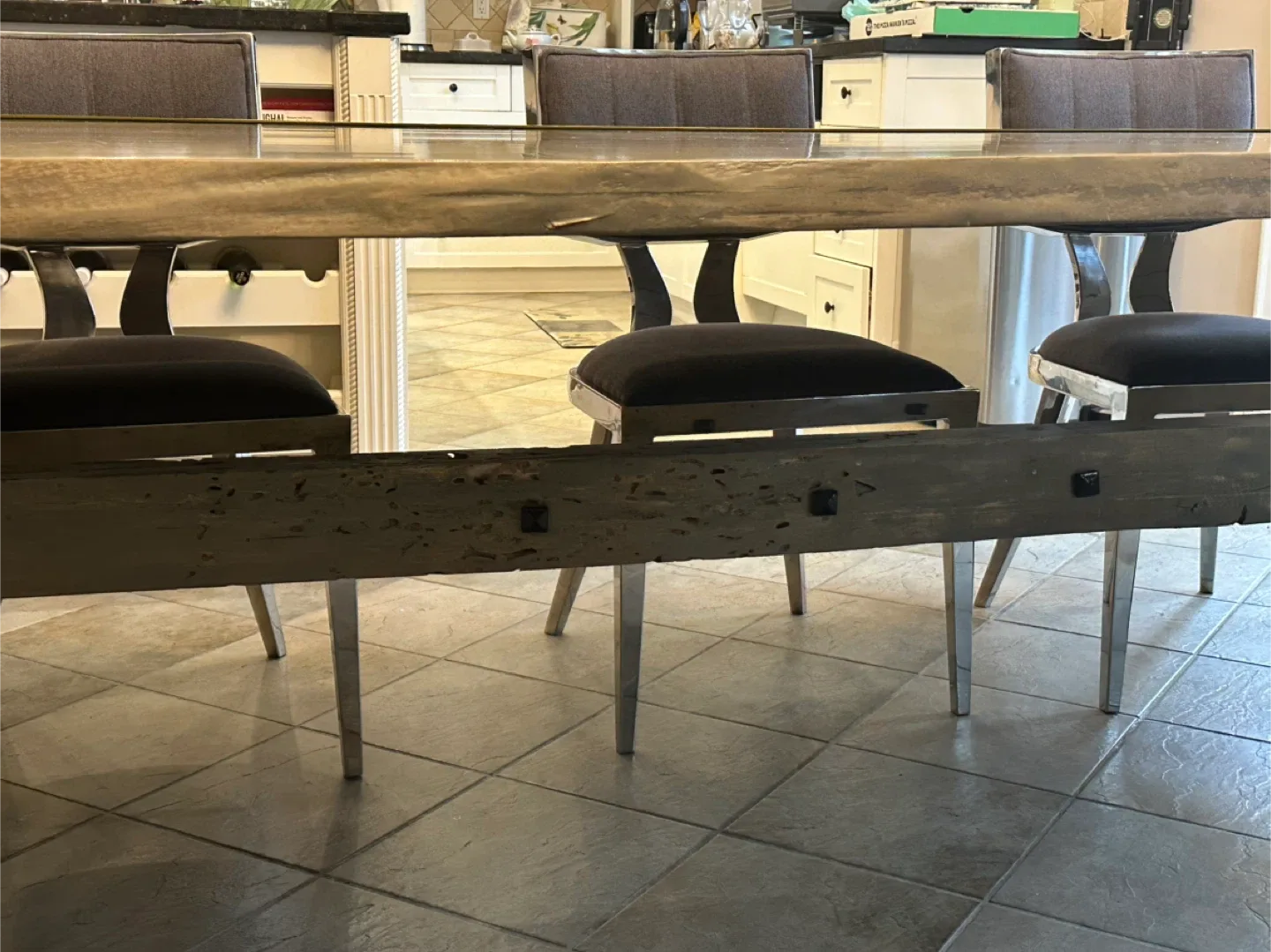 Dining Table with live edge and 8 Chrome Chairs image indicator(4)