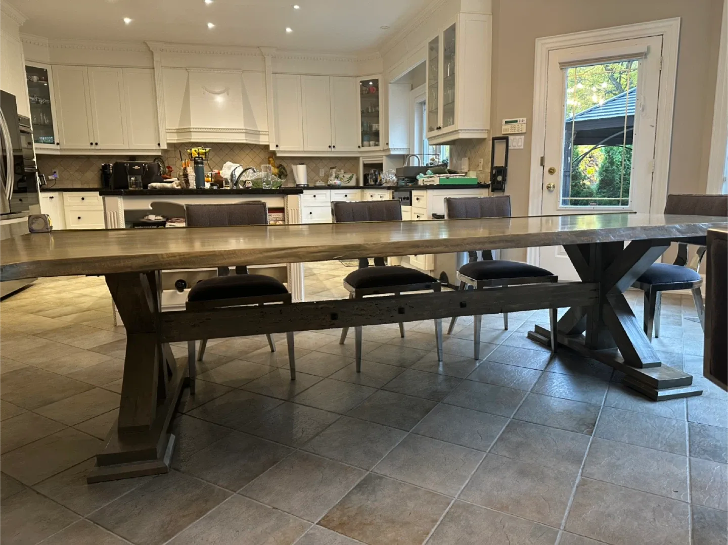 Dining Table with live edge and 8 Chrome Chairs image indicator(3)