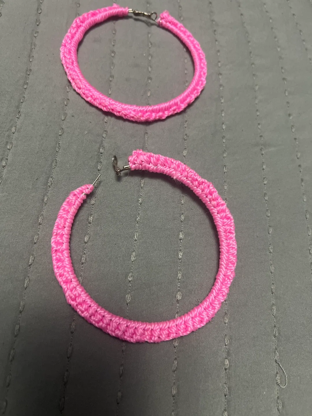 Pink Crochet Hoop Earrings image indicator(2)