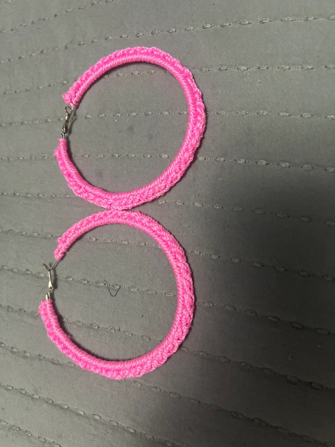 Pink Crochet Hoop Earrings
