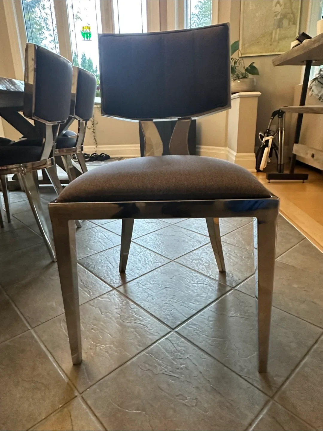 Dining Table with live edge and 8 Chrome Chairs image indicator(6)