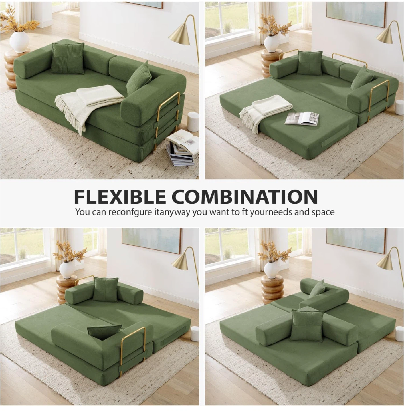 Green Convertible Sofa Bed - photo 4