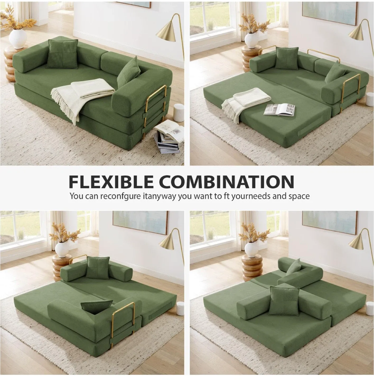 Green Convertible Sofa Bed image indicator(4)