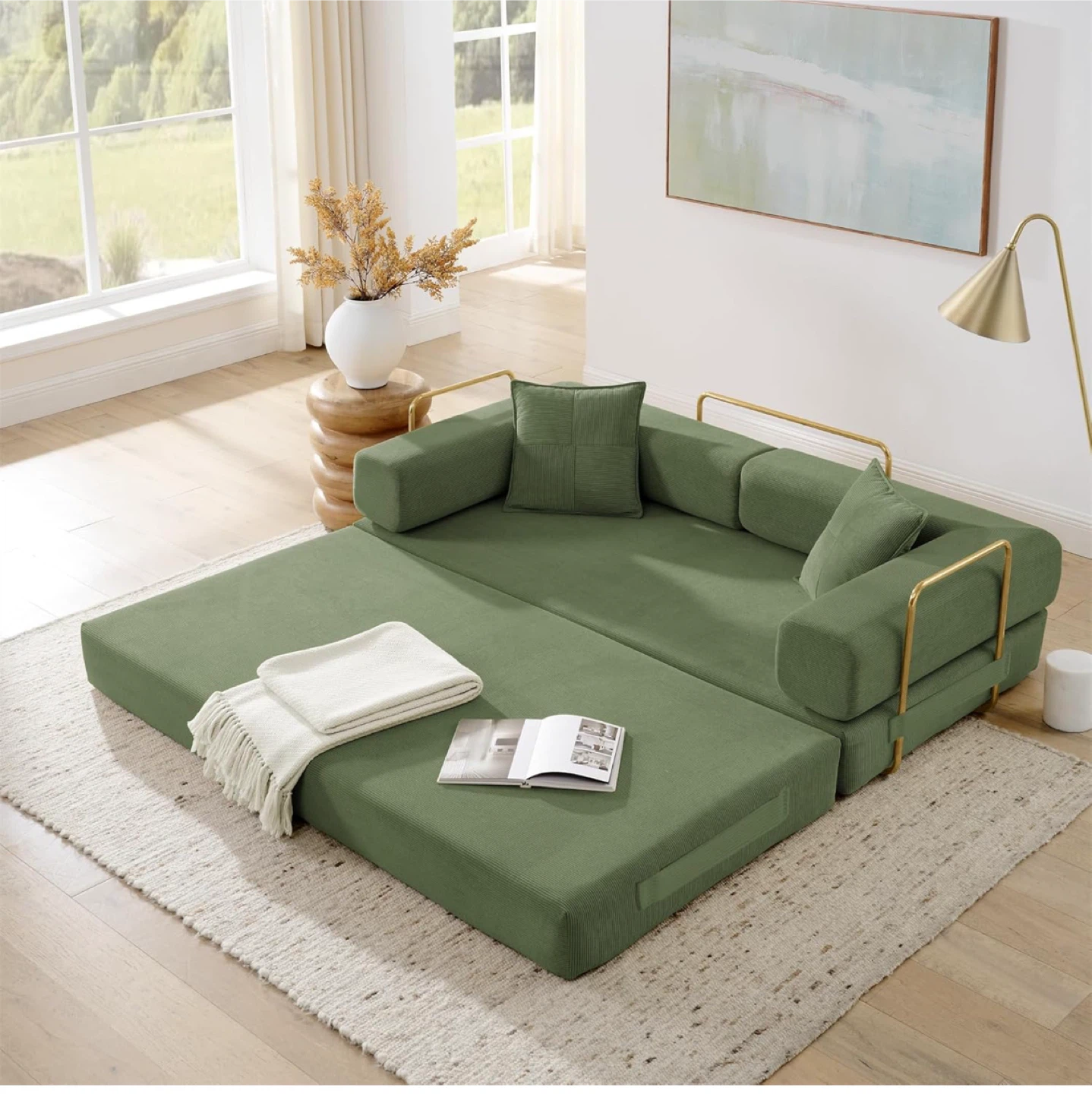 Green Convertible Sofa Bed - photo 3