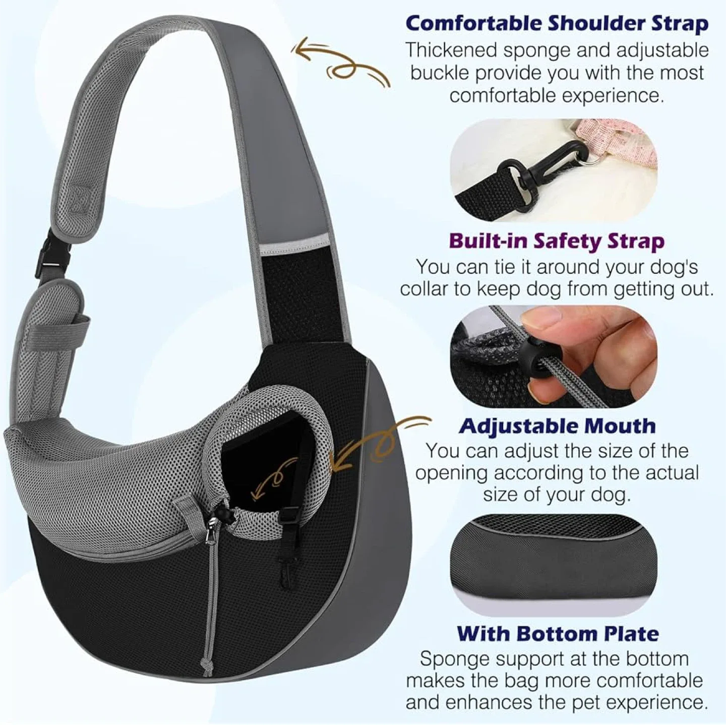 Pet Sling Carrier - Black & Grey image indicator(2)
