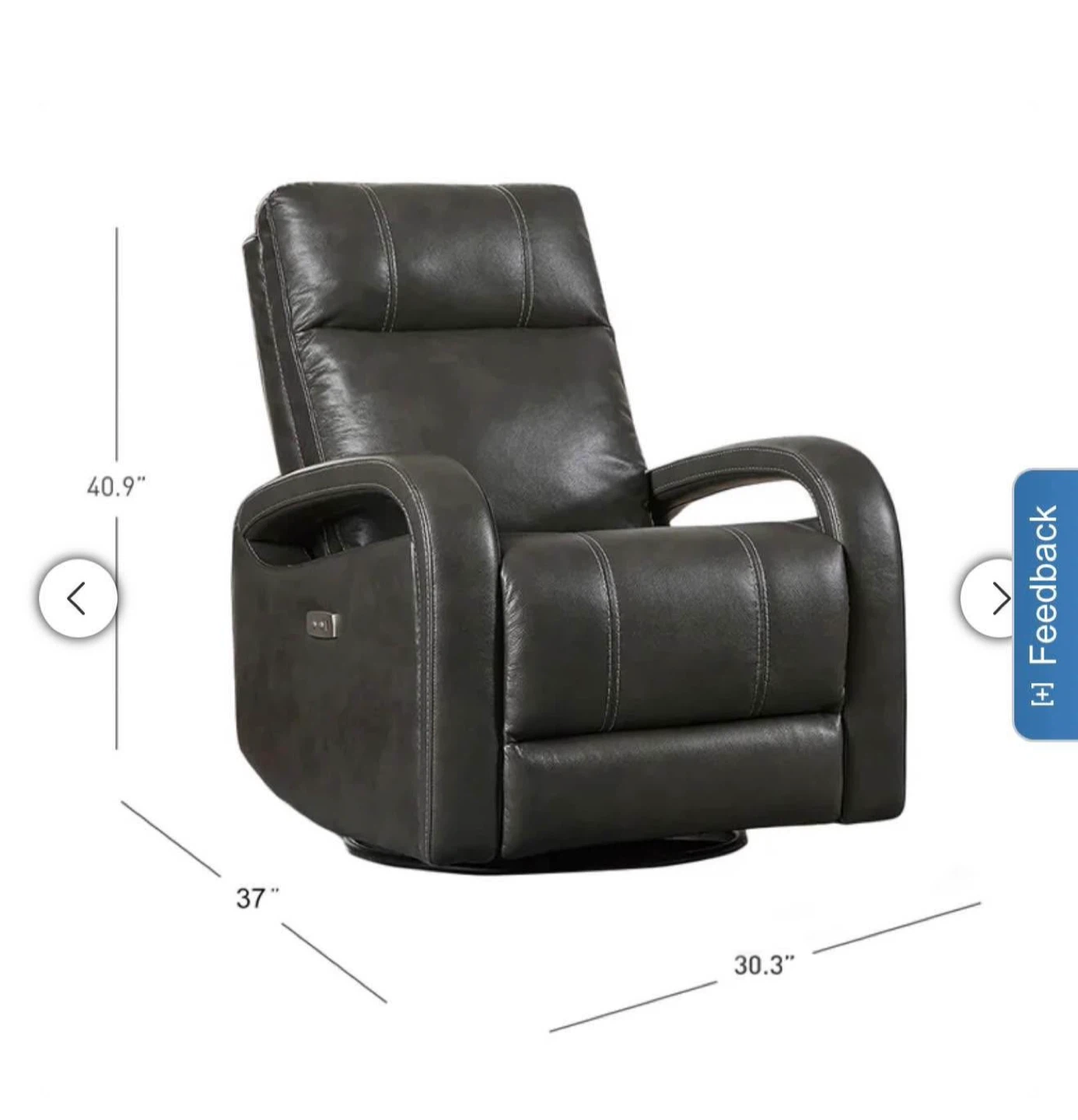 Leather Power Recliner Chair - Black - photo 2