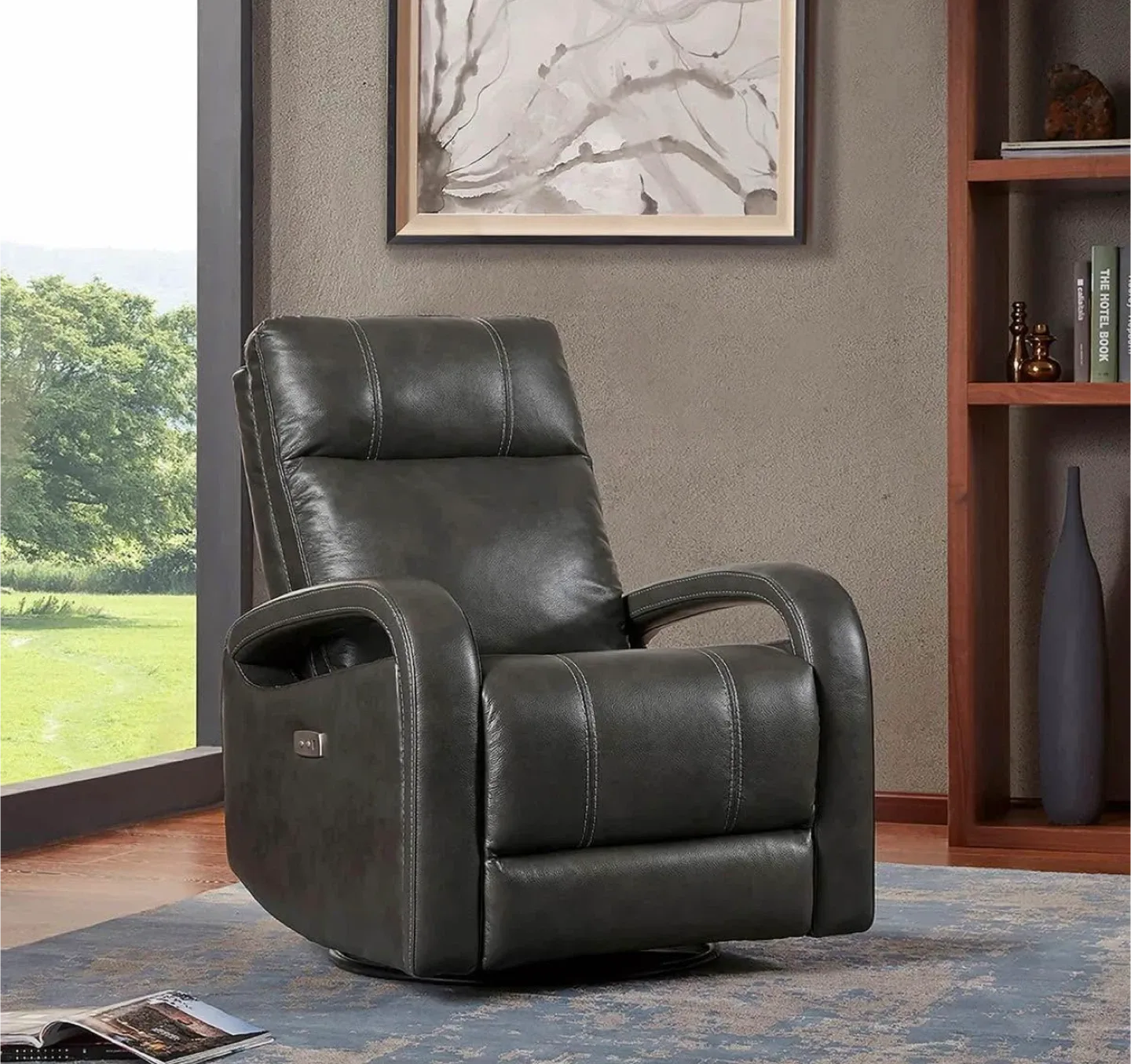 Leather Power Recliner Chair - Black