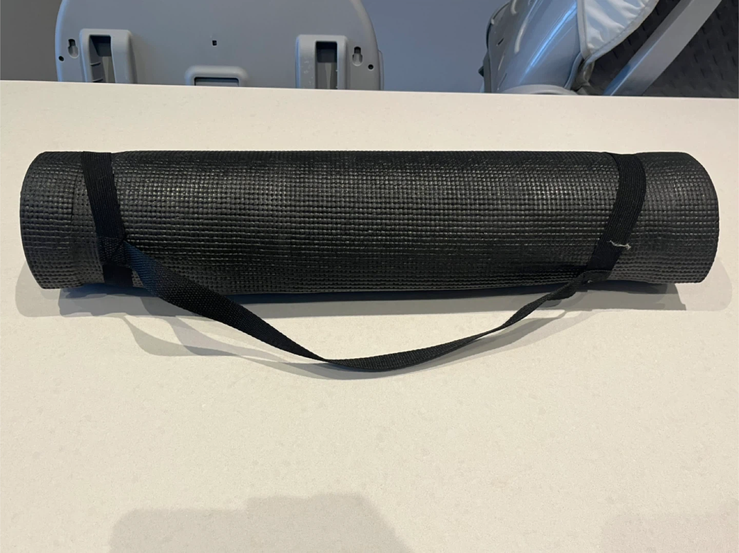 Black Yoga Mat with Carrying Strap