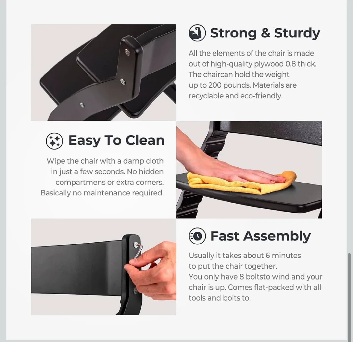 Fornel Black Adjustable High Chair image indicator(8)