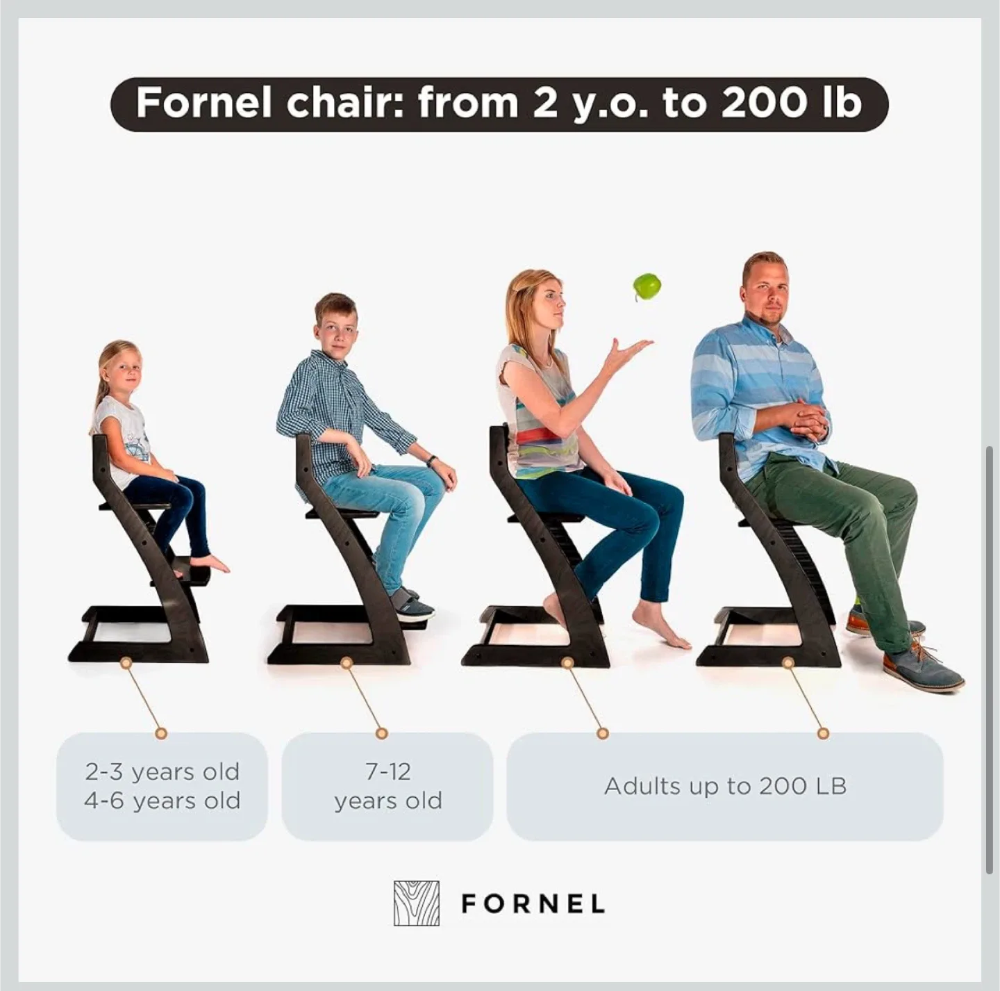 Fornel Black Adjustable High Chair image indicator(7)
