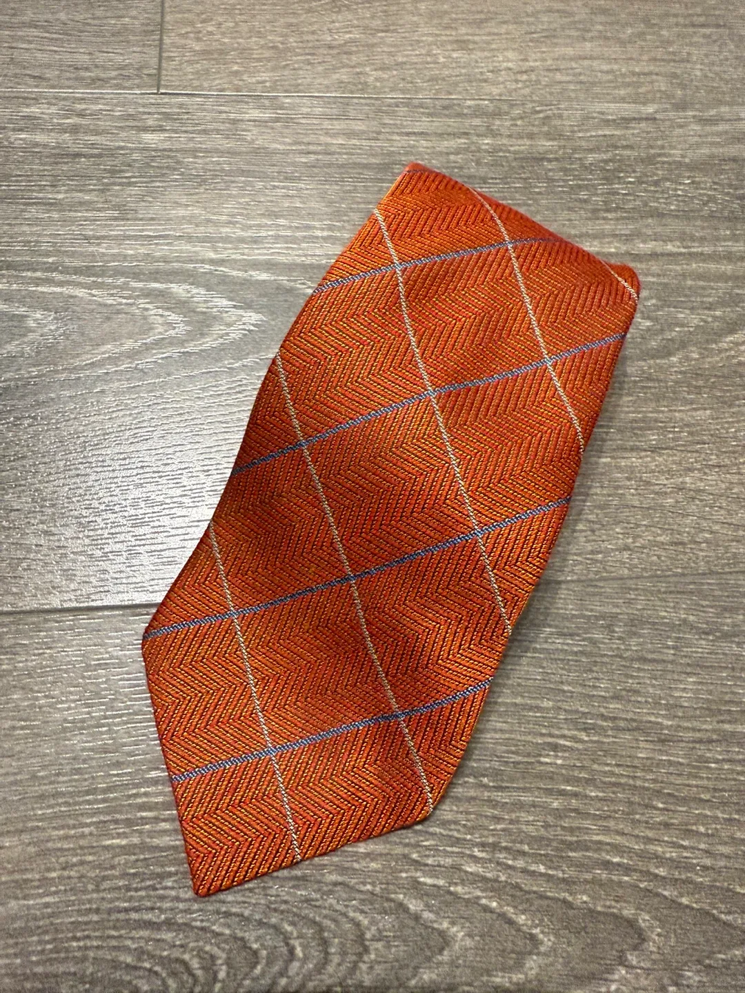 Authentic Hermès Paris Orange Silk Tie Wool Silk France