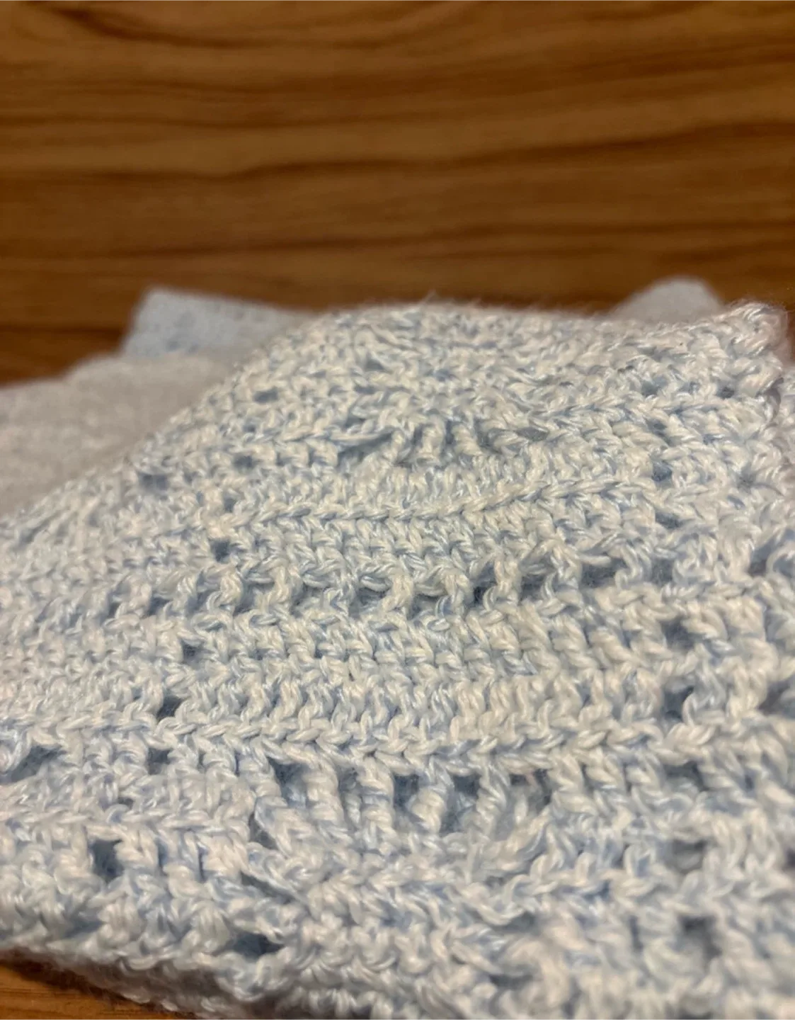 Handmade crochet Baby blue  Blanket image indicator(2)