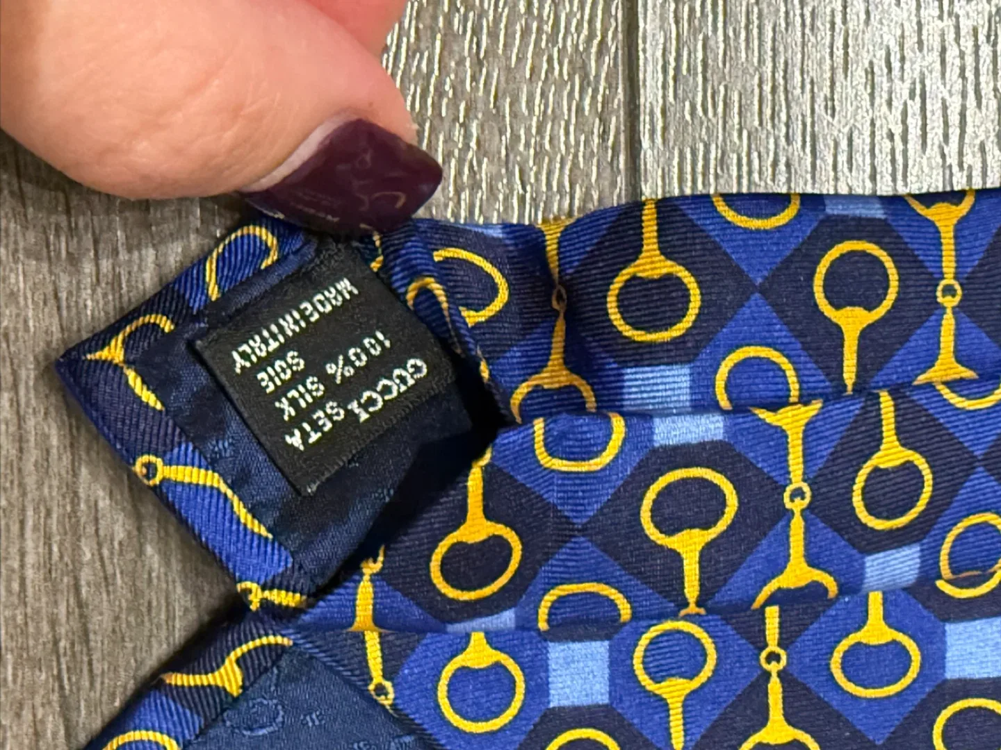 Gucci Silk Tie - Blue & Gold Pattern made in Italy image indicator(3)