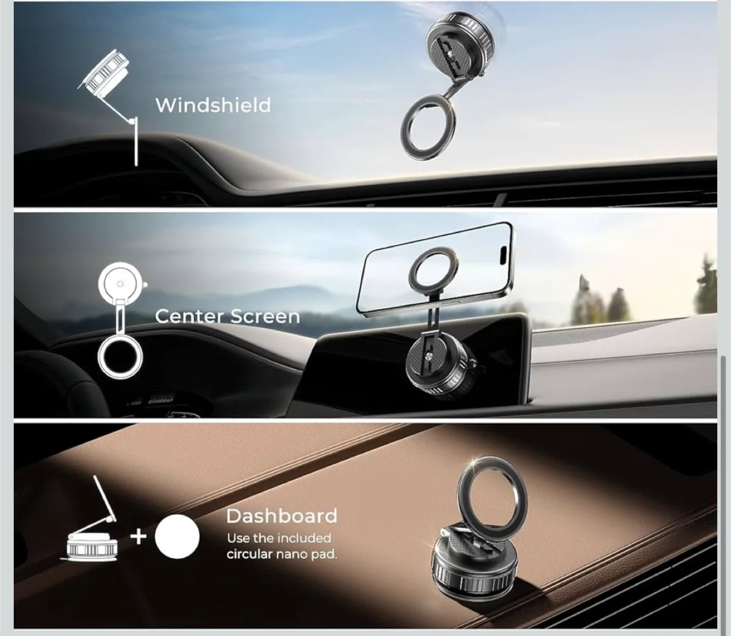 Wigfar N52 Magnetic Car Phone Holder image indicator(4)