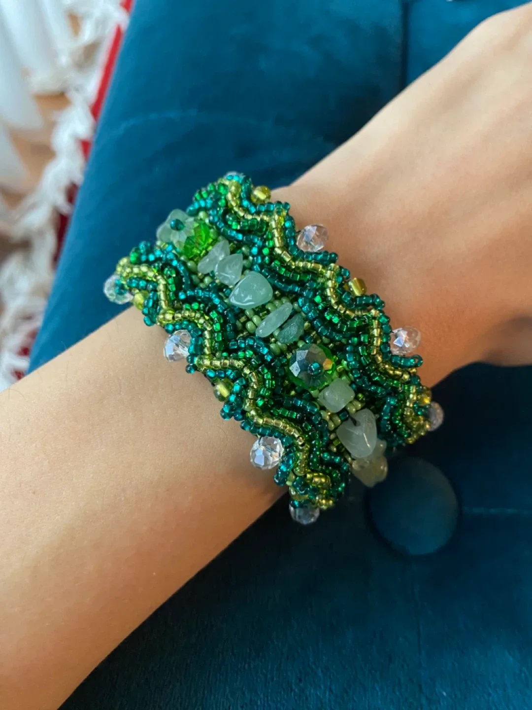 Unique Green Beaded Bracelet