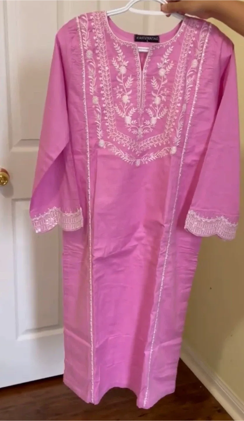 Eastern Tag Pink Embroidered 2Pcs Set image indicator(2)