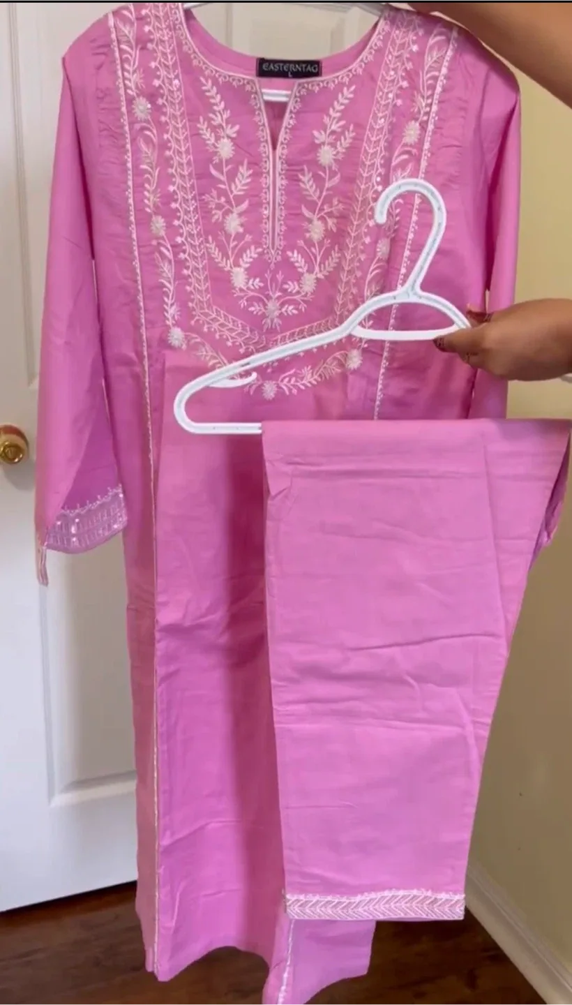 Eastern Tag Pink Embroidered 2Pcs Set image indicator(6)