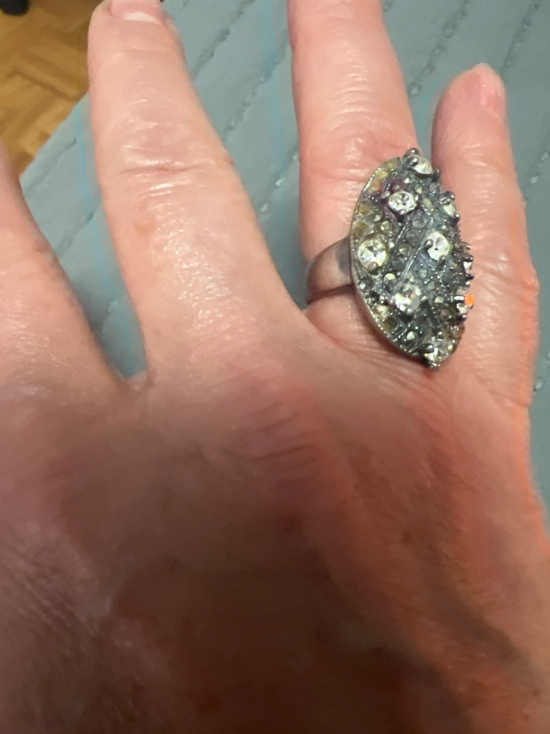 Vintage Silver Tone Cocktail Ring