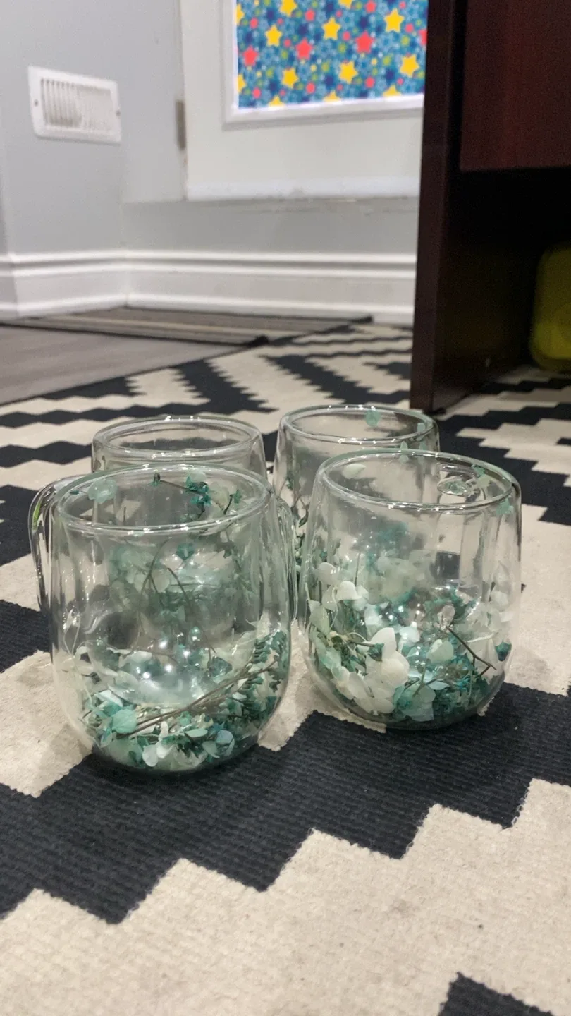 Set of 4 Floral Glass Mugs thumbnail