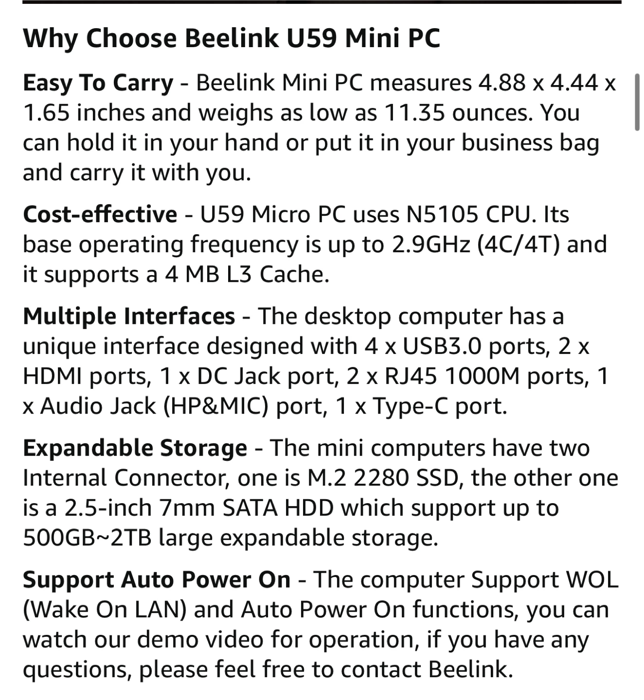 Beelink U59 Mini PC - Like New! - photo 4