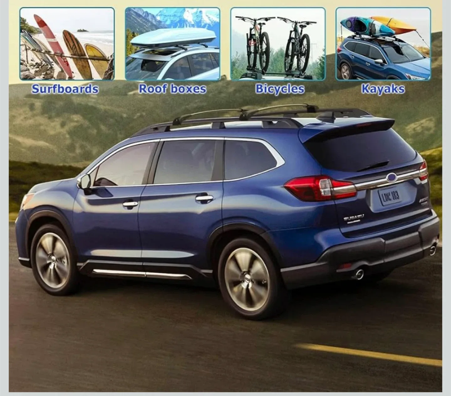 New Roof Rack Cross Bars for 2019-2025 Subaru Ascent with Lock image indicator(4)