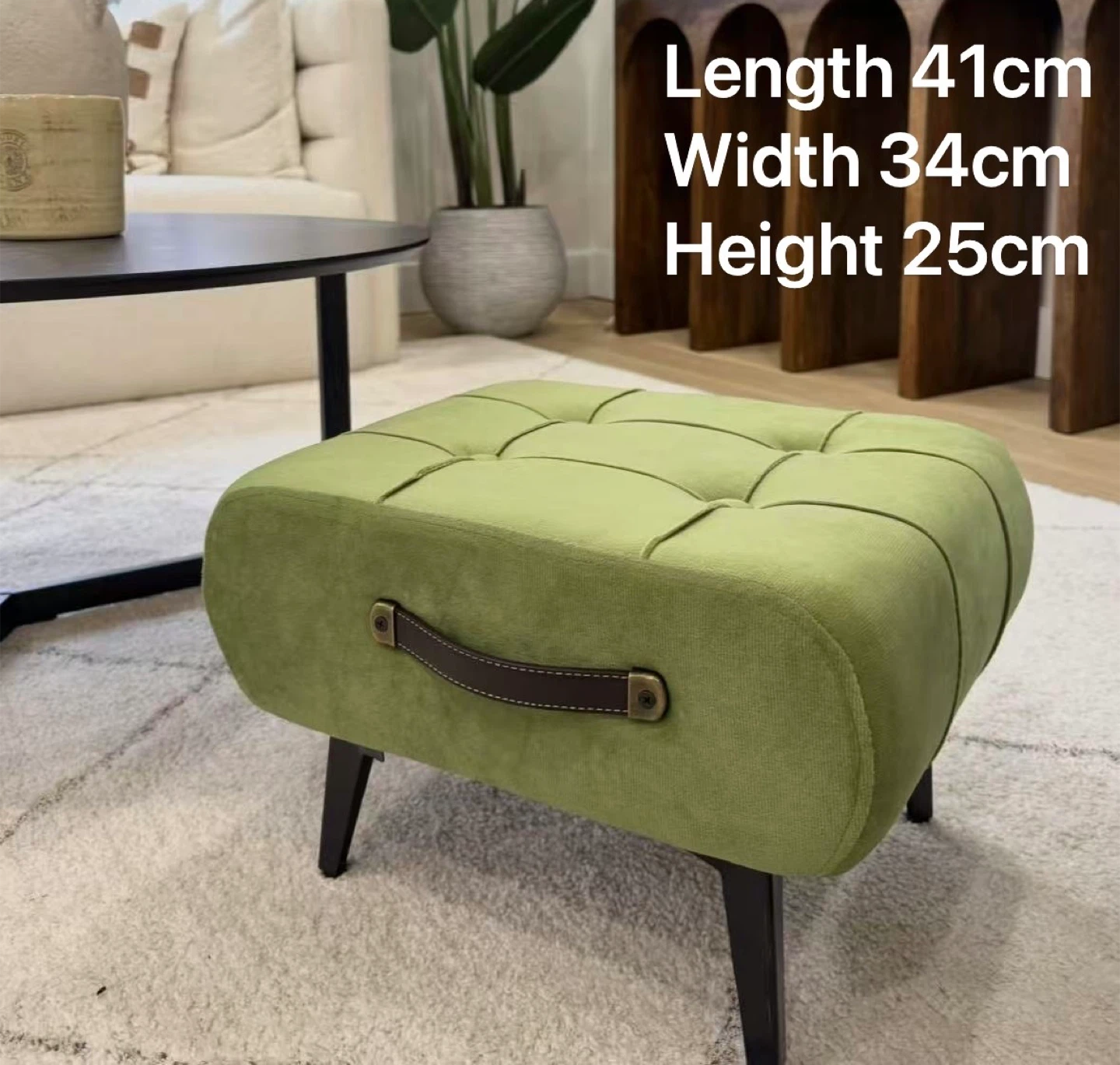 Matcha Velvet Ottoman Footstool (41x34x25cm)