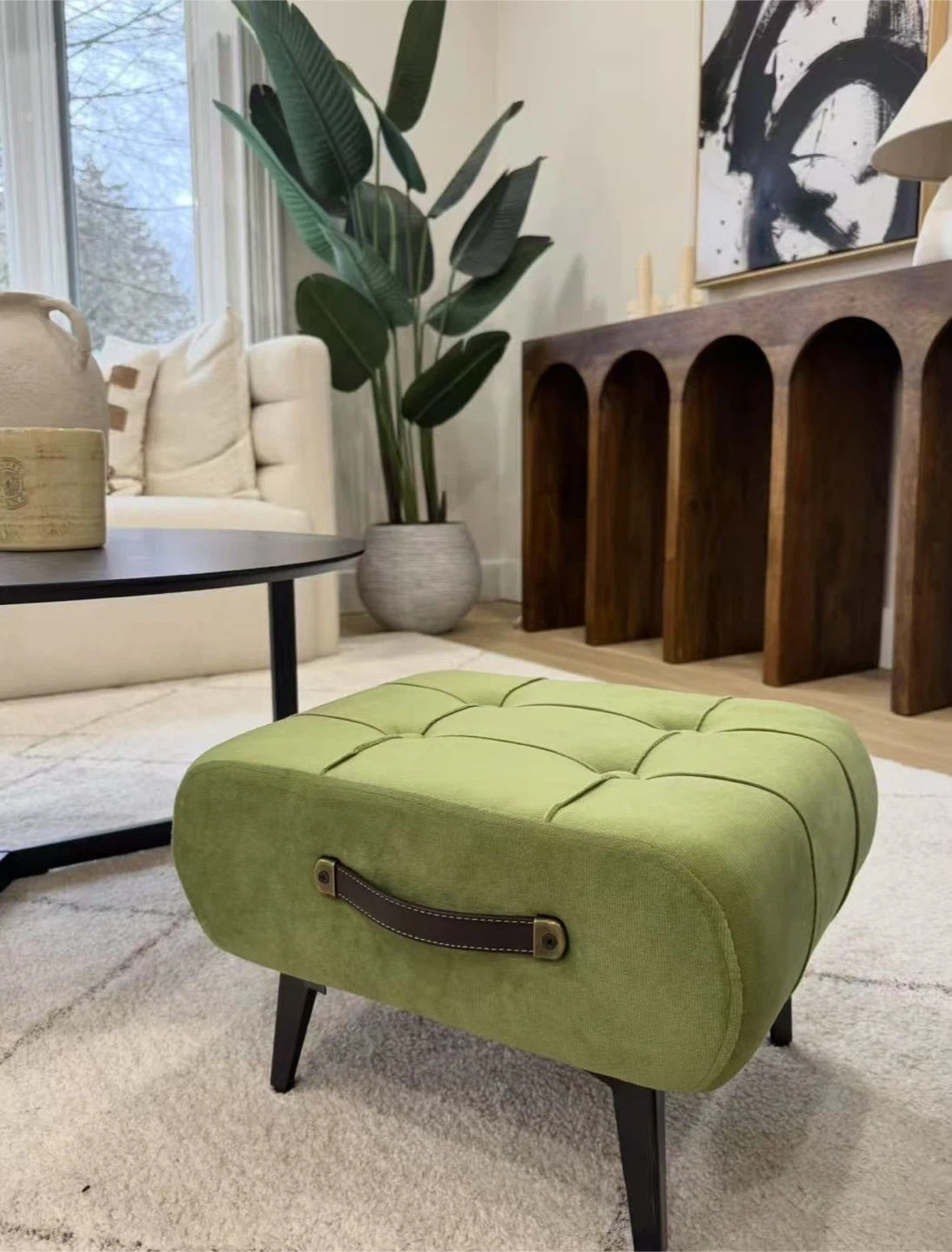 Matcha Velvet Ottoman Footstool (41x34x25cm) - photo 2