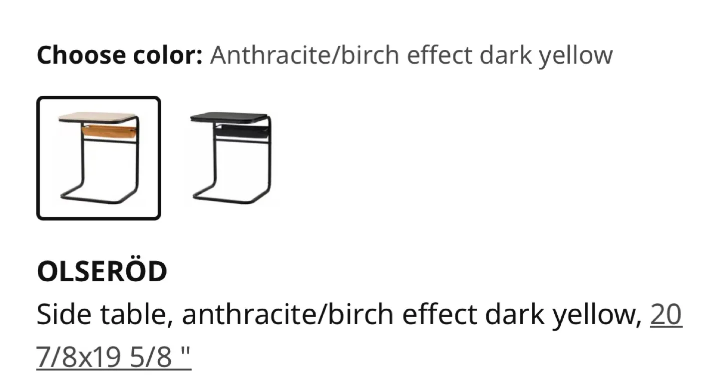 IKEA OLSERÖD Side Table - Anthracite/Birch Effect image indicator(3)