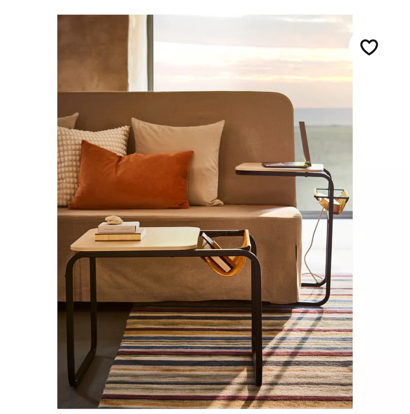 IKEA OLSERÖD Side Table - Anthracite/Birch Effect