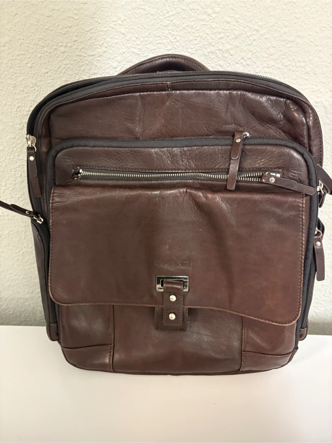 Bugatti Brown Leather Backpack