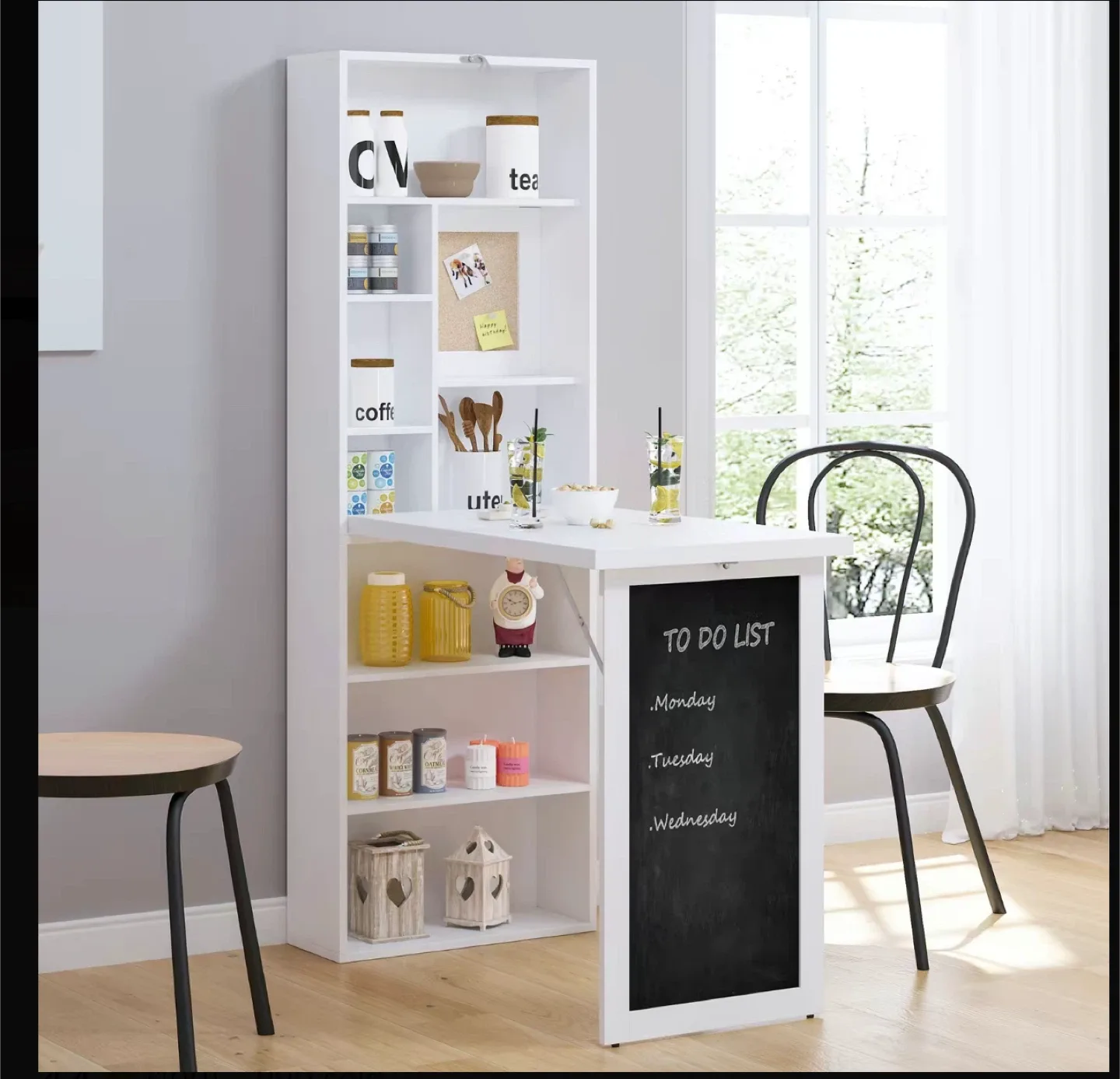 HOMCOM Fold-Out Convertible Wall Mount Desk image indicator(2)