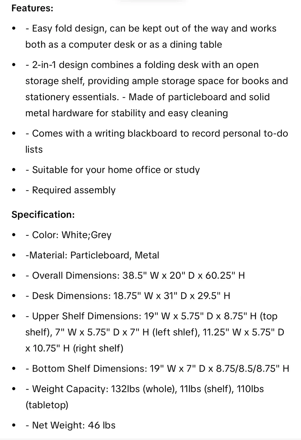 HOMCOM Fold-Out Convertible Wall Mount Desk image indicator(9)