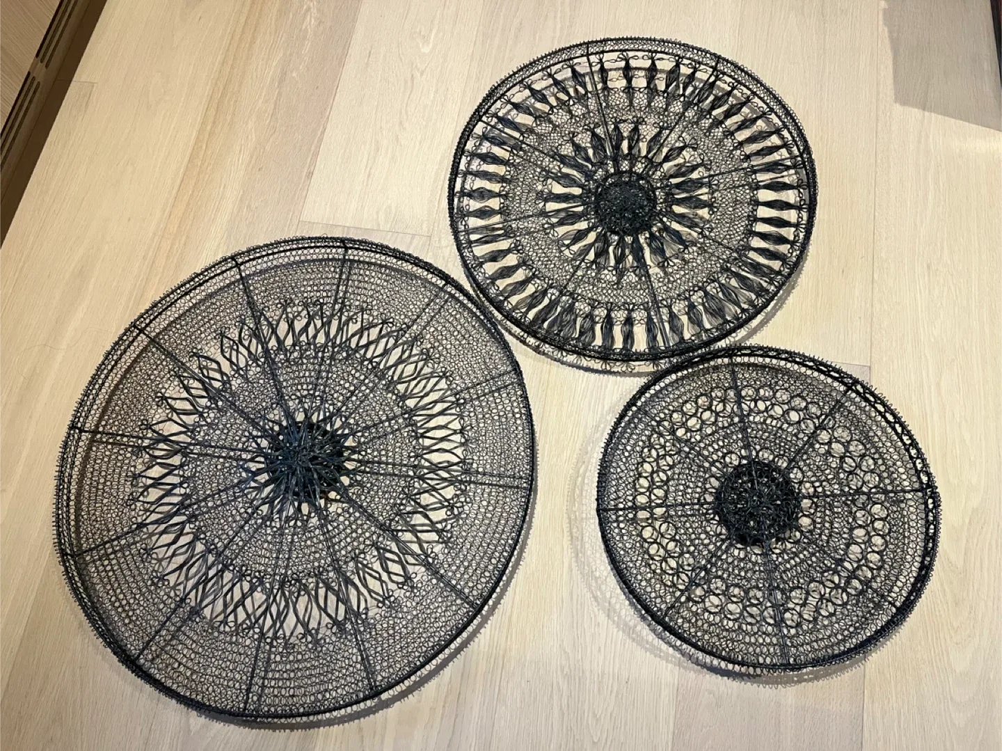 Set of 3 Black Metal Decorative Wall Art