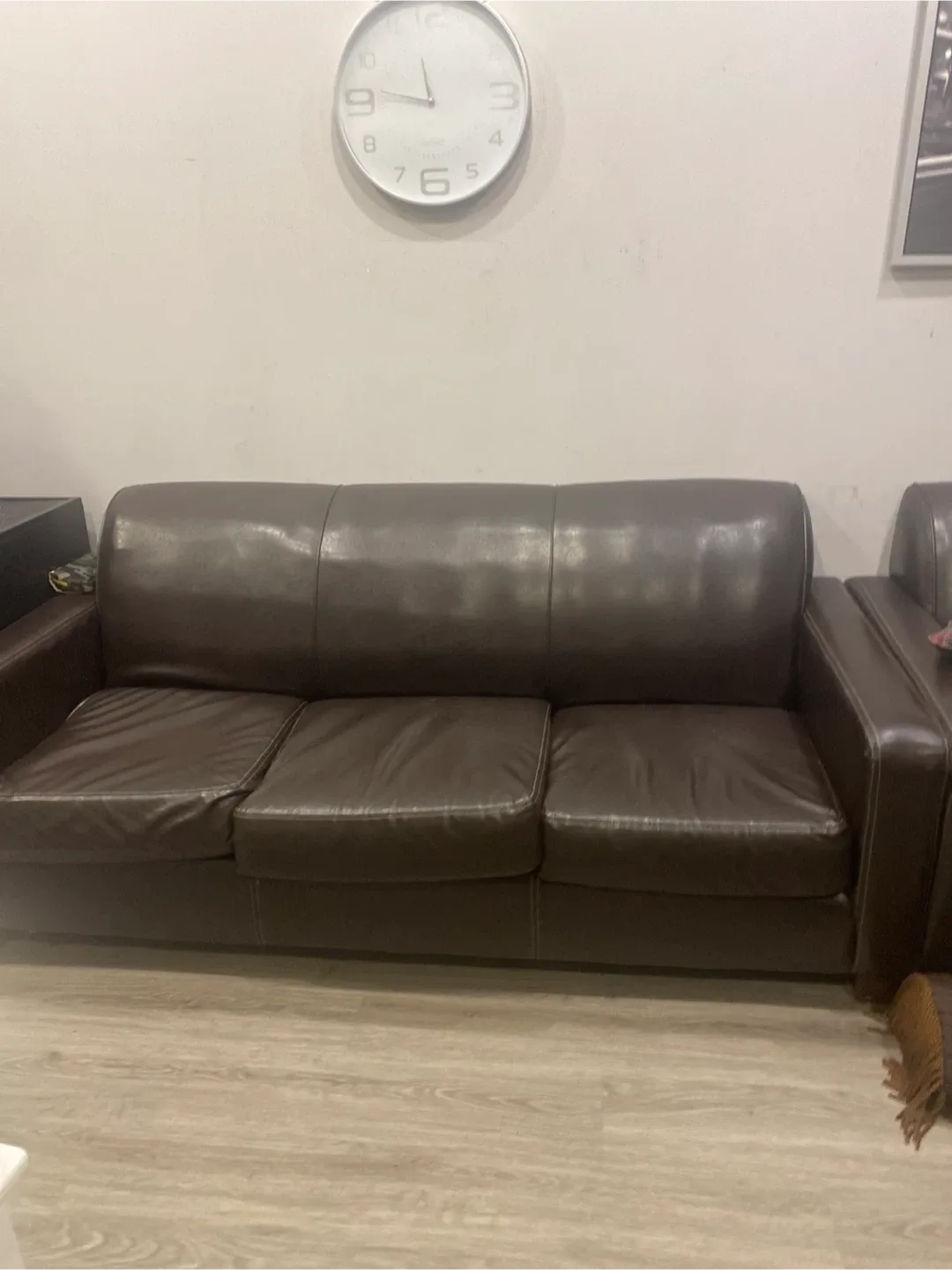 Brown Leather Sofa and Armchair Set